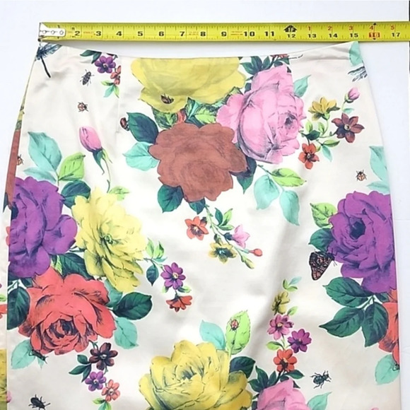 Sandra Angelozzi Women's Silk Cotton Blend Floral Print Mult Skirt Lined Size 36 - Picture 13 of 15